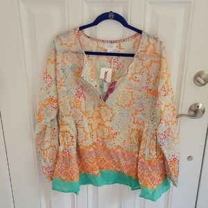 Sigrid Olsen Colorful Patterned Blouse